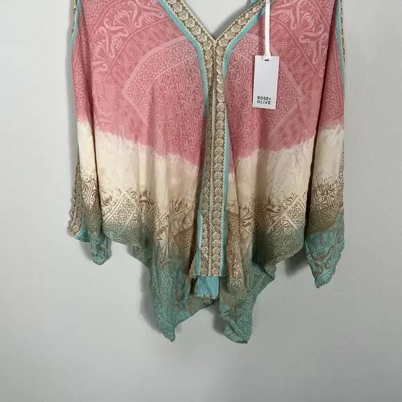 Rose & Olive Pink and Teal Women's Top - Picture 2 of 8